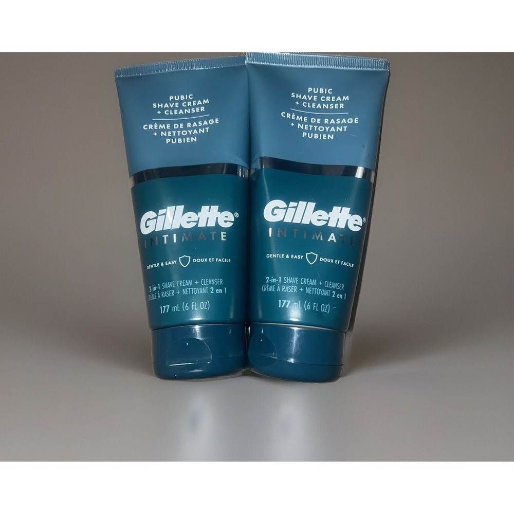 Gillette Intimate Pubic Shave Cream Cleanser 2-in-1 6oz 2 Pack 177ml New